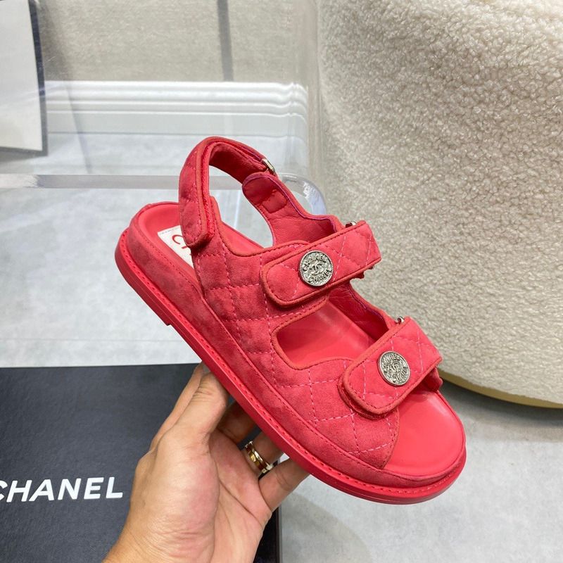 Ch*el womens sandals red