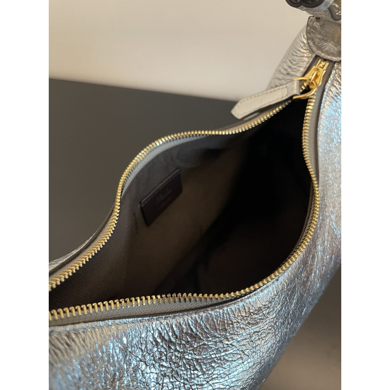 F**di graphy middle laminated leather bag silver