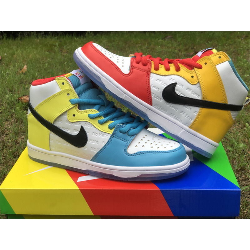 Froskate x Nike SB Dunk High All Love No Hate Sneaker White/Gold-University Red