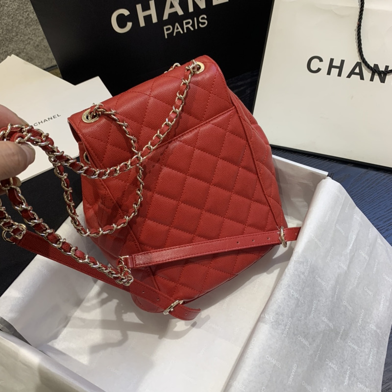 Ch*el caviar leather vintage duma backpack red