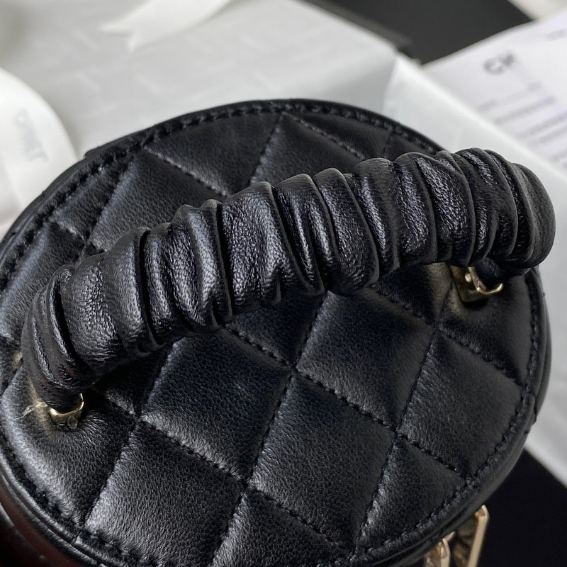 Ch*el black small bucket 13.5cm-13.5cm-11.5cm