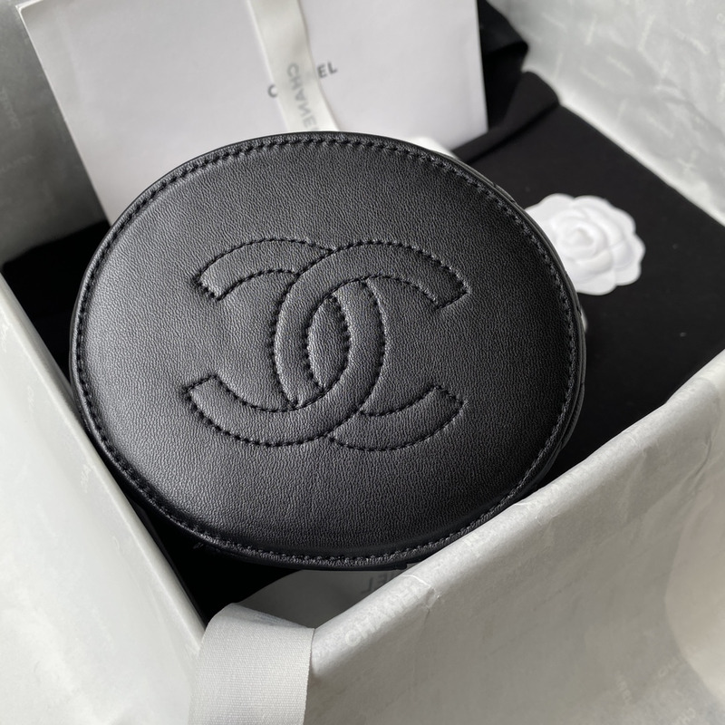 Ch*el black small bucket 13.5cm-13.5cm-11.5cm