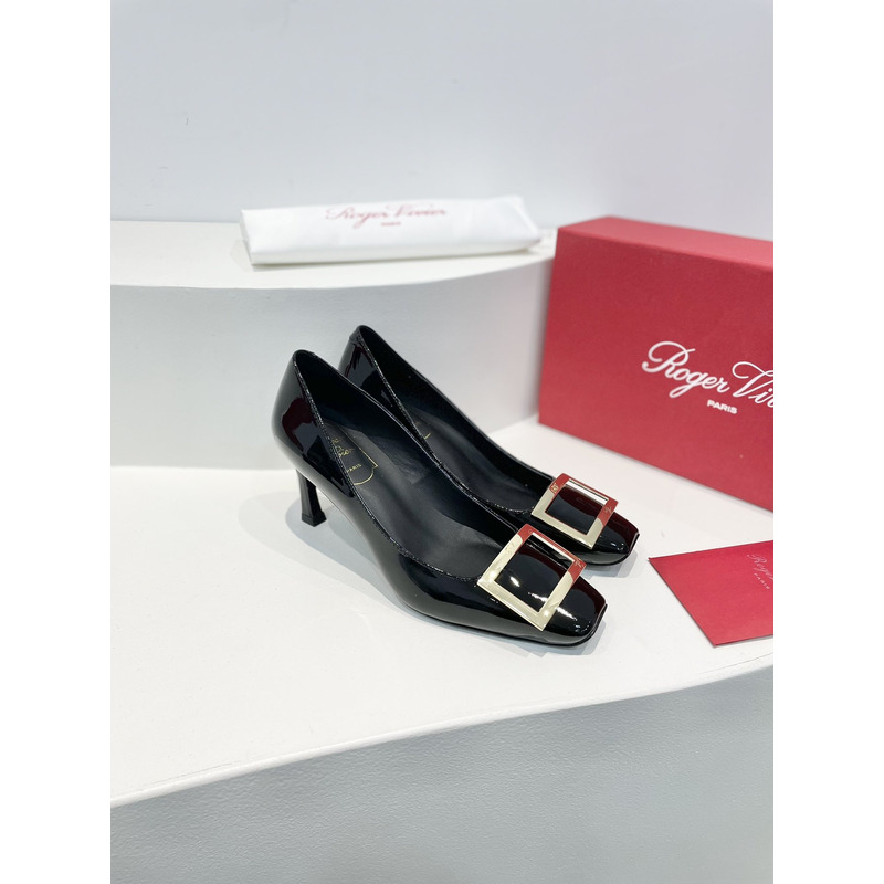 roger u1u1er trompette bellerine patent-leather ballet flats heel black