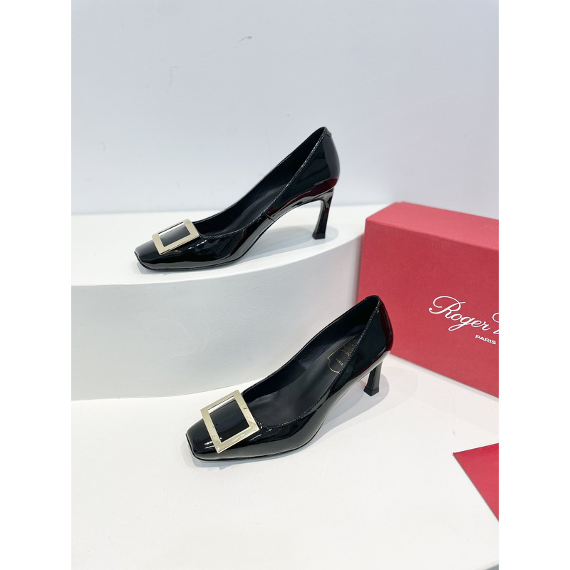 roger u1u1er trompette bellerine patent-leather ballet flats heel black