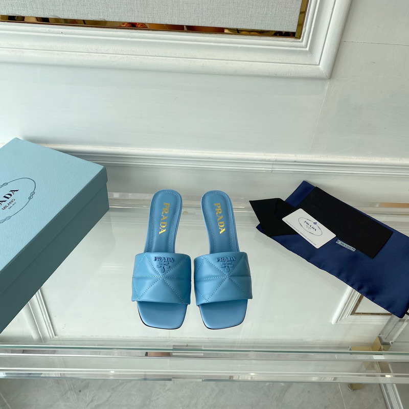 Pra*a quilted nappa leather heeled sandals blue