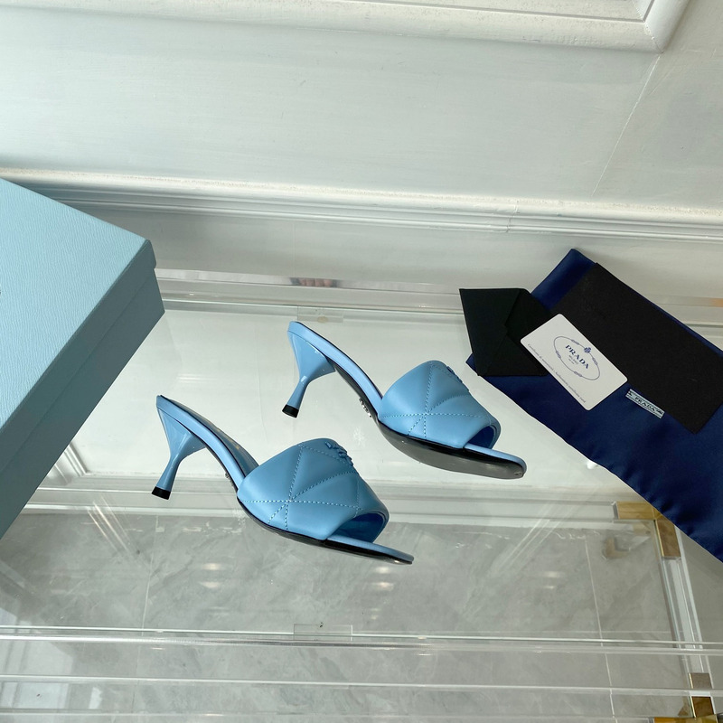 Pra*a quilted nappa leather heeled sandals blue