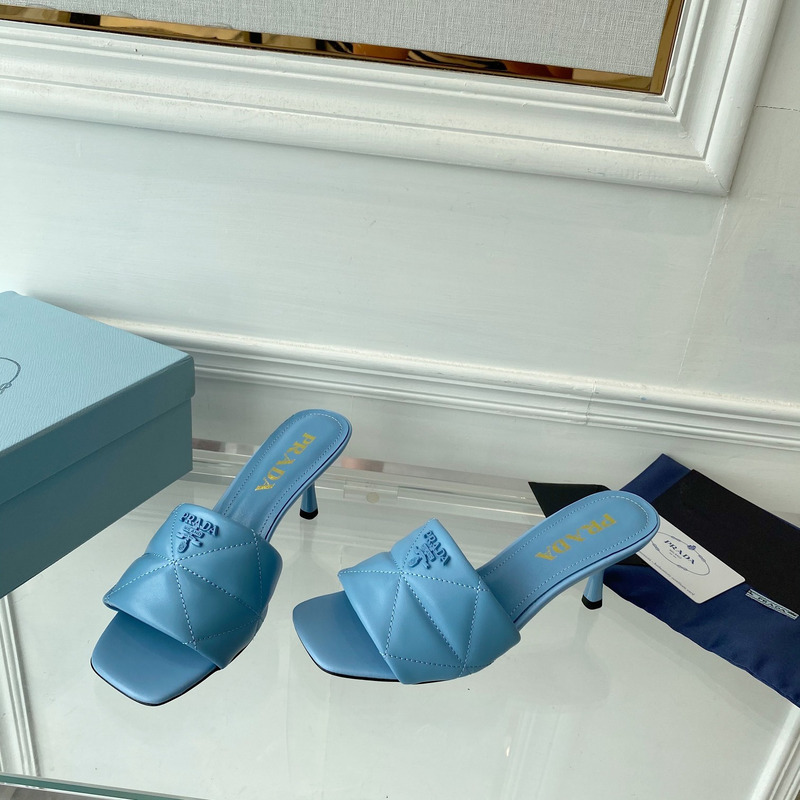 Pra*a quilted nappa leather heeled sandals blue