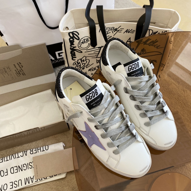 golden goose S*per-star sneakers with purple star logo