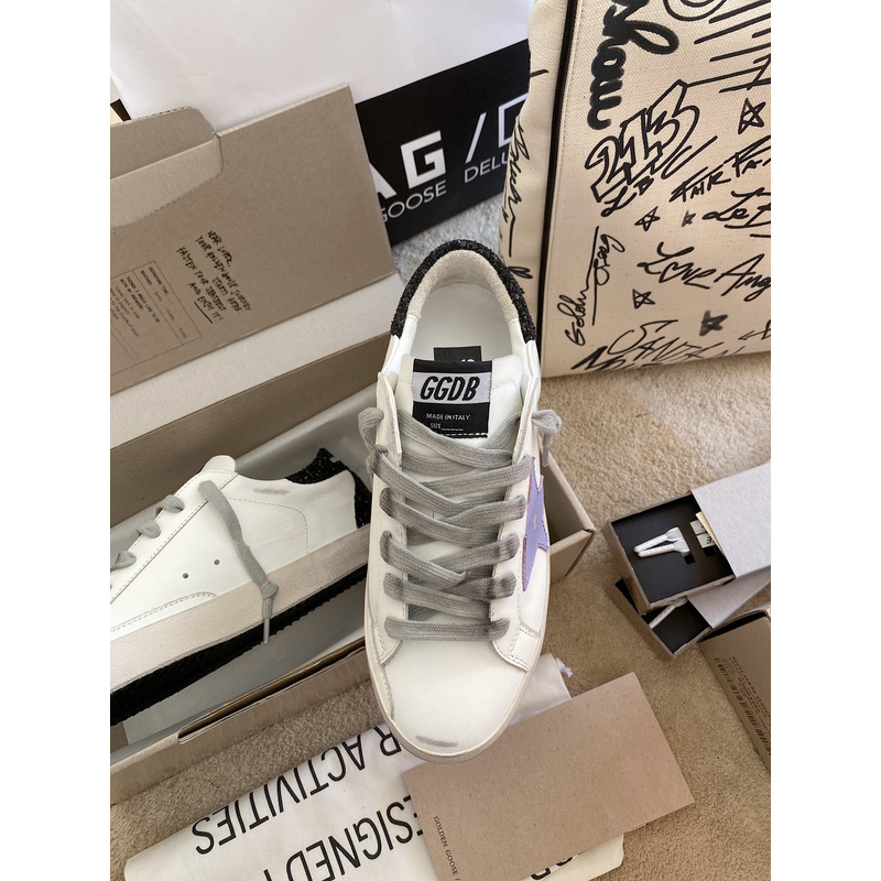 golden goose S*per-star sneakers with purple star logo