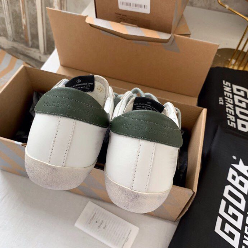 golden goose S*per-star sneakers with sliver glitter and black heel tab