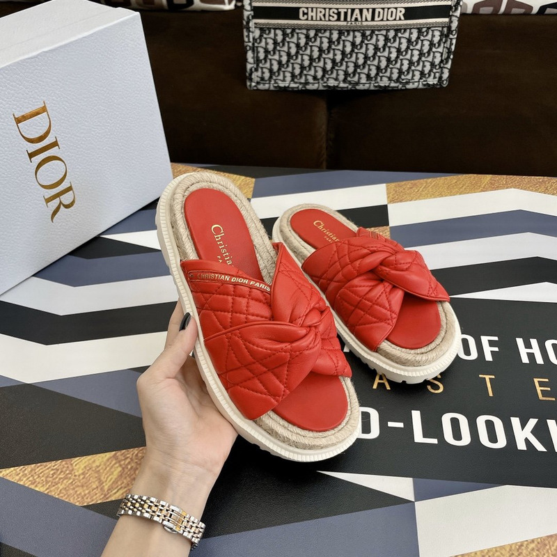 D*or dtwist-slipper leather with cannage motif bright orange