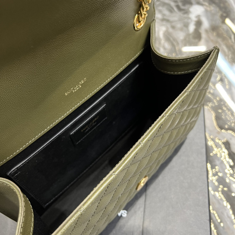 Saint Laurent Leather Messenger Bag Army Green