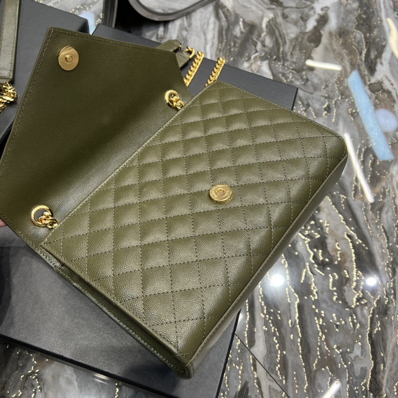 Saint Laurent Leather Messenger Bag Army Green