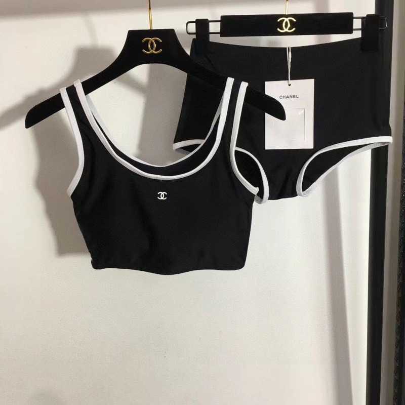 Ch*el swimsuit two piece black