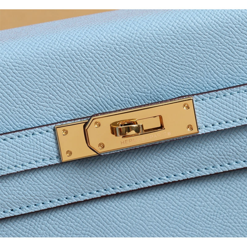 H**mes gold epsom sellier kelly 25 gold hardware sky blue