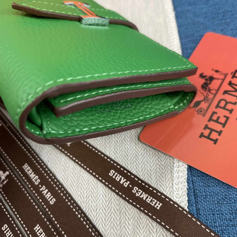 H**mes bearn compact wallet with palladium-plated