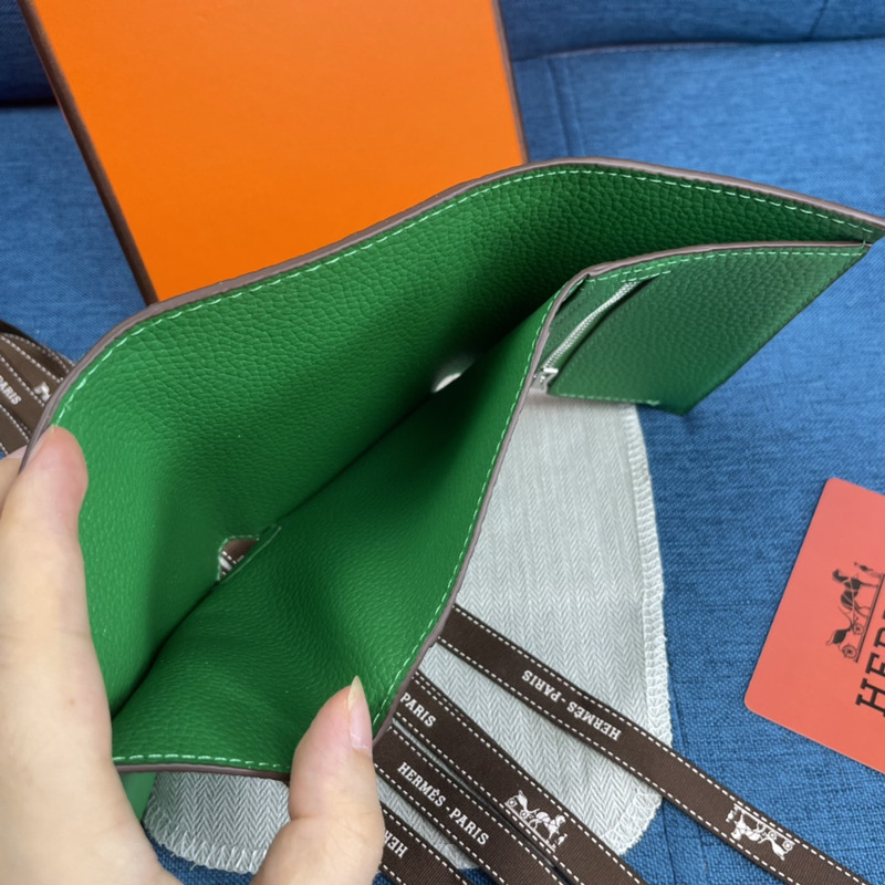 H**mes bearn compact wallet with palladium-plated