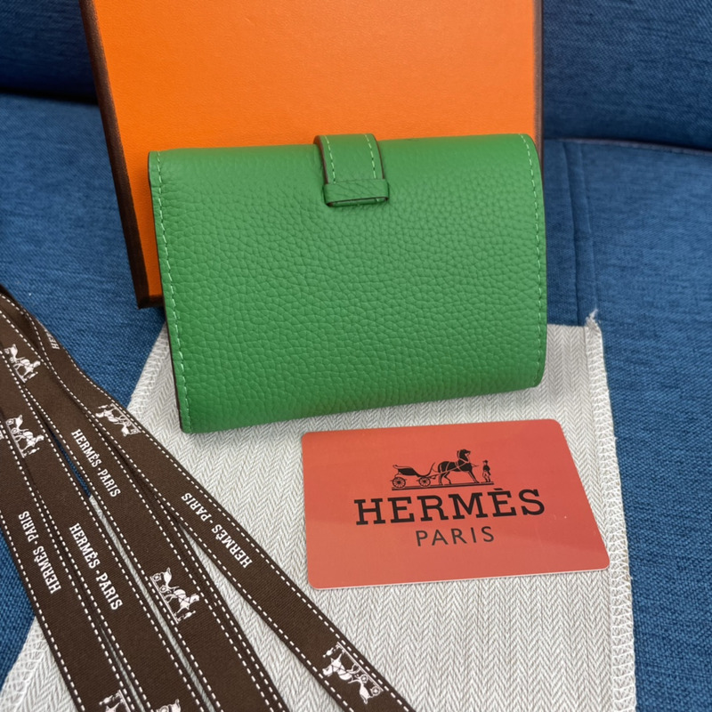 H**mes bearn compact wallet with palladium-plated