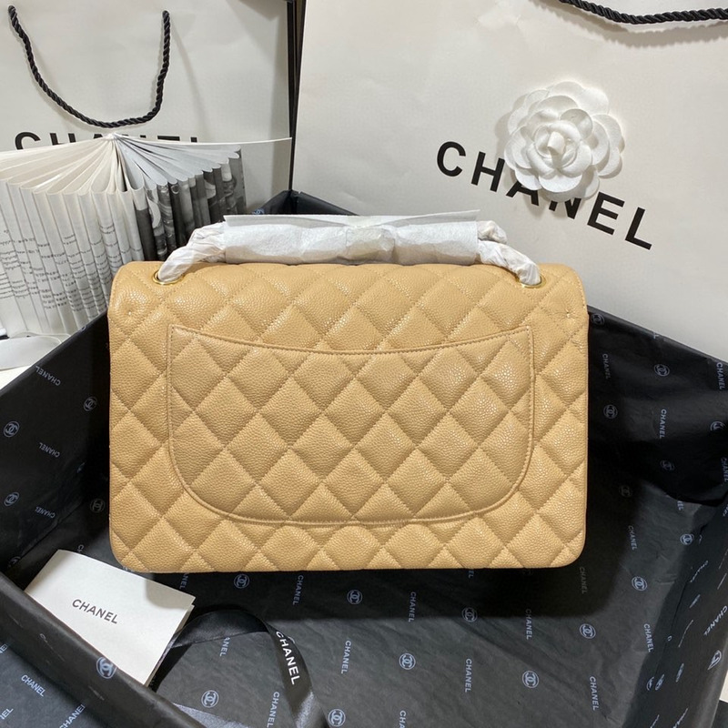 Ch*el cf1113jumbo double flap grained calfskin yellow