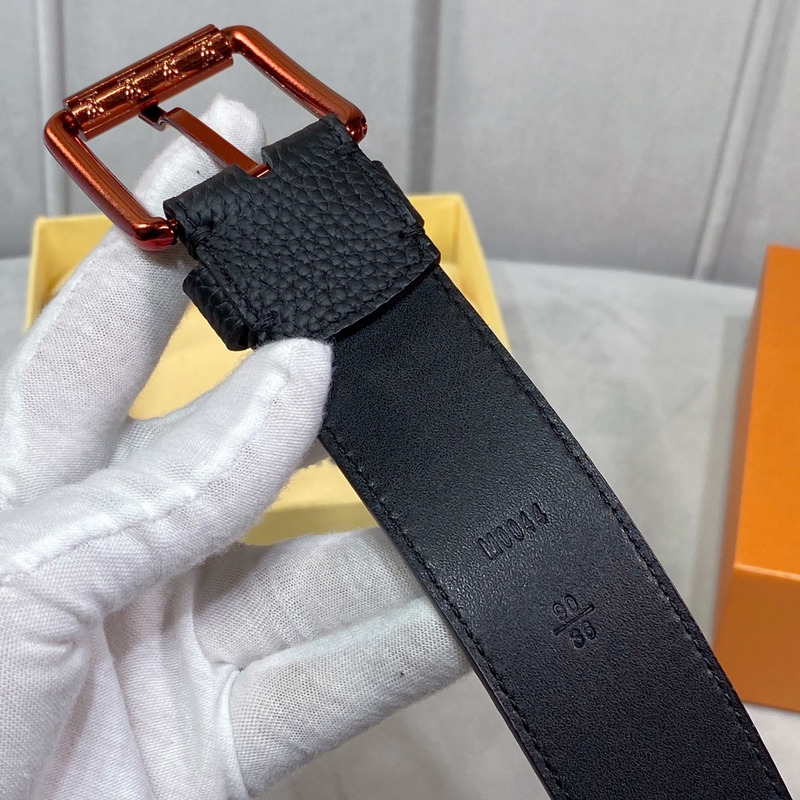 l**is V*t*n vendome copper-tone lock 35mm belt with blue logo black