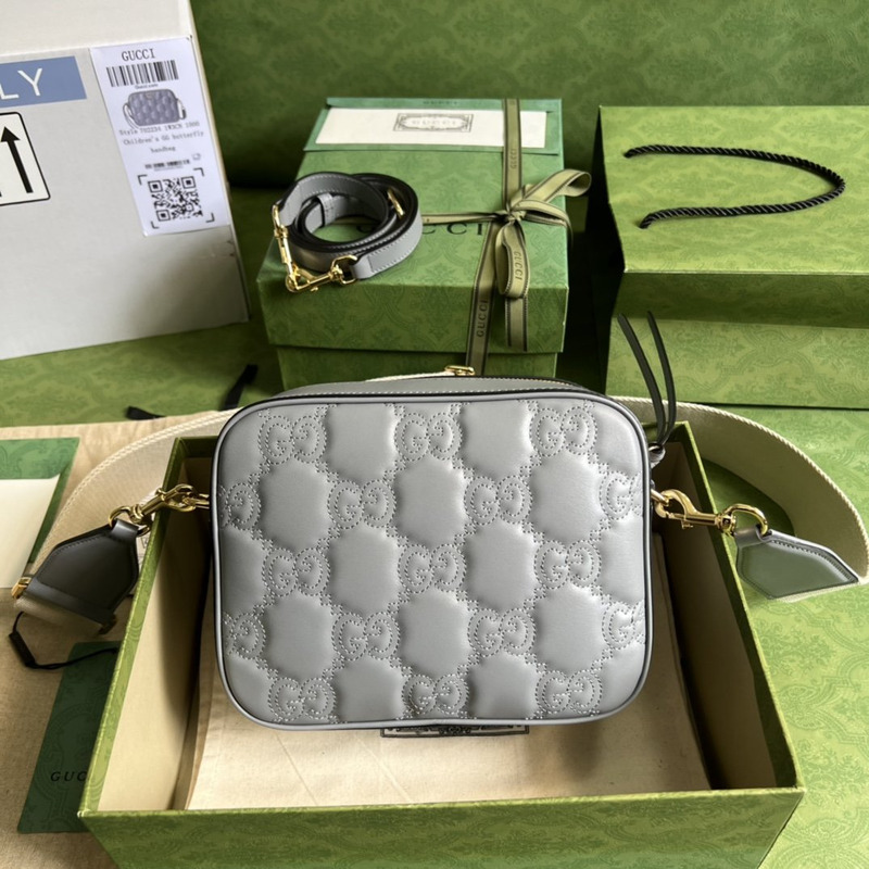 G*u*i matelassé leather shoulder bag grey leather