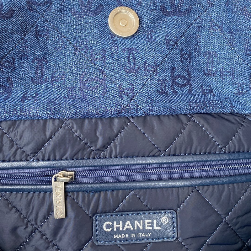 Ch*el 22 denim tote bag blue