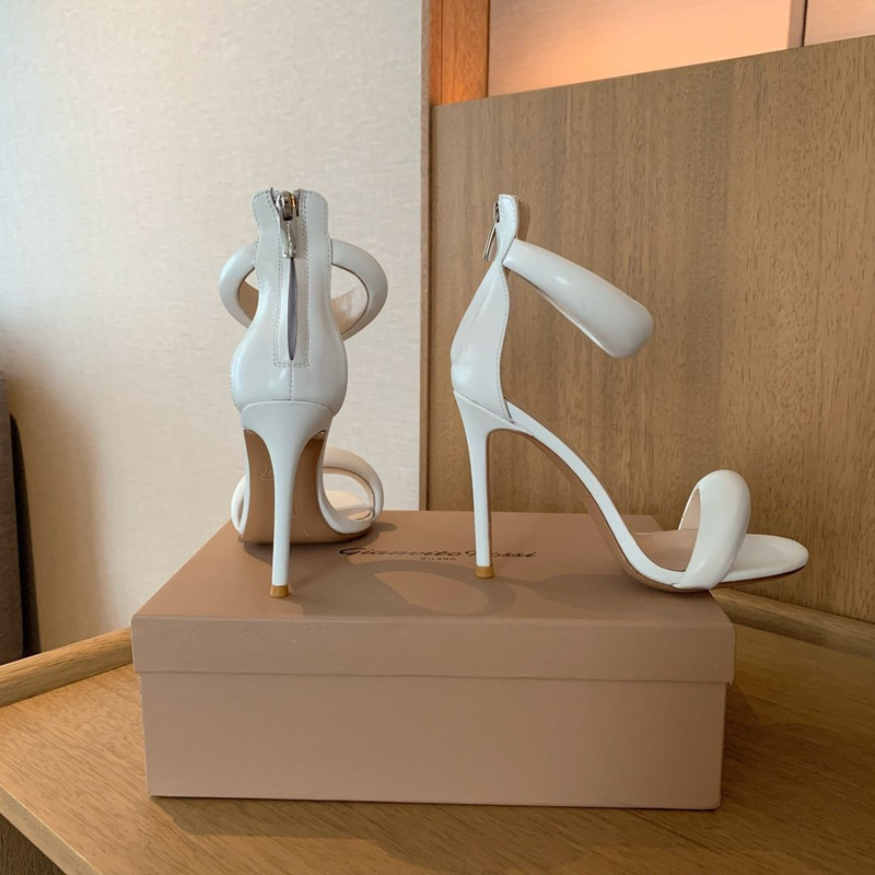 Gianvit Rossi Bijoux 105mm Leather High Heel Sandals White