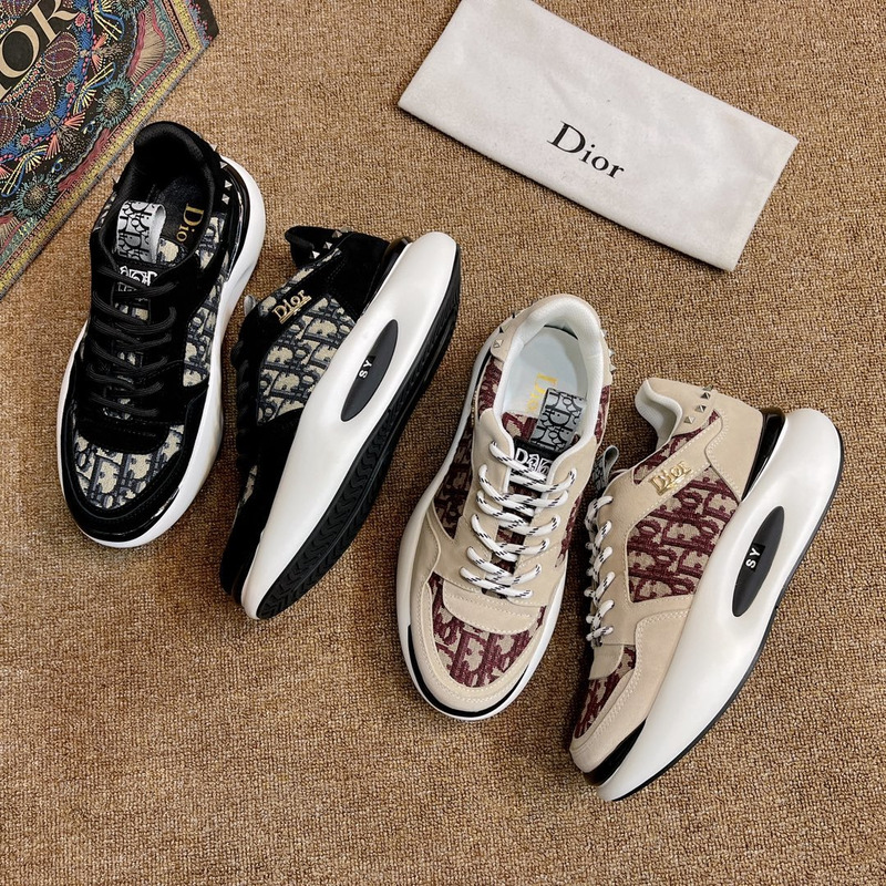 D*or summer new breathable canvas daddy shoes leather printing mesh shoes red
