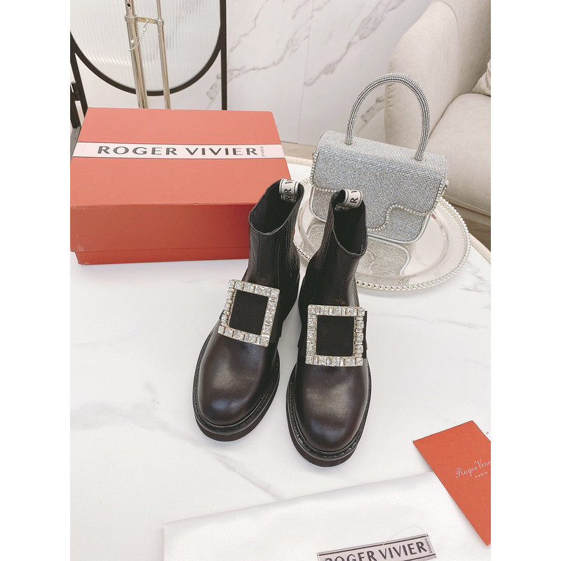 roger u1u1er viv ranger crystal-embellished patent-leather chelsea boots brown