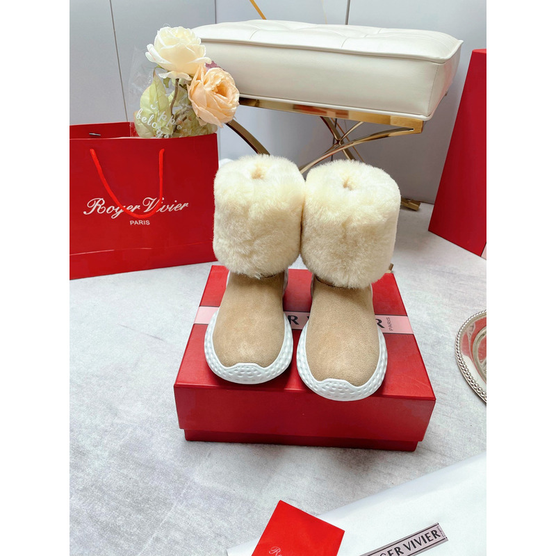 roger u1u1er run light fur ankle boots in suede