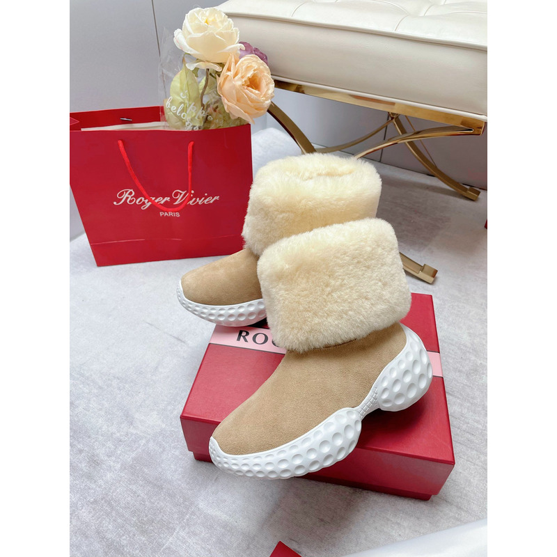 roger u1u1er run light fur ankle boots in suede