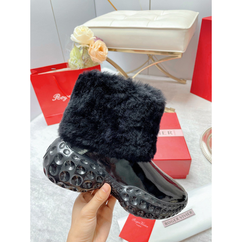 roger u1u1er run light fur ankle boots in black