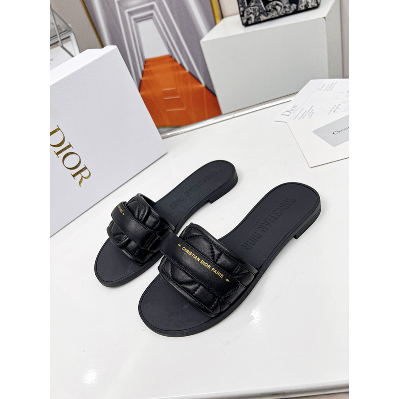 ch**an D*or black leather sandals