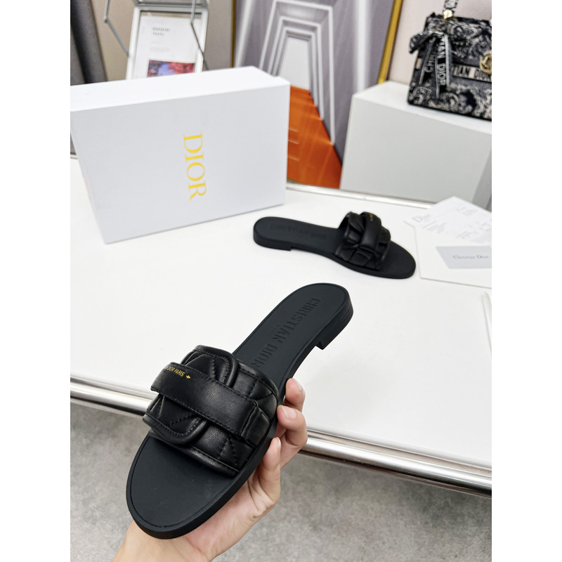 ch**an D*or black leather sandals