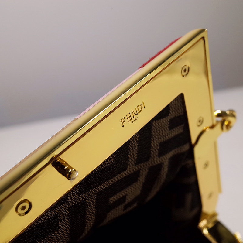 F**di first small leather shoulder bag pink