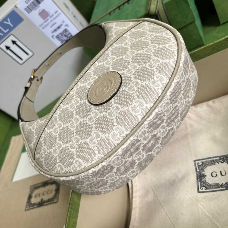 g*u*i half-moon shaped bag mini gg S*p*e beige/white