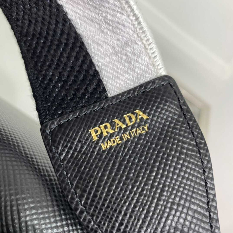 pra*a monoCh*0me saffiano leather bag black