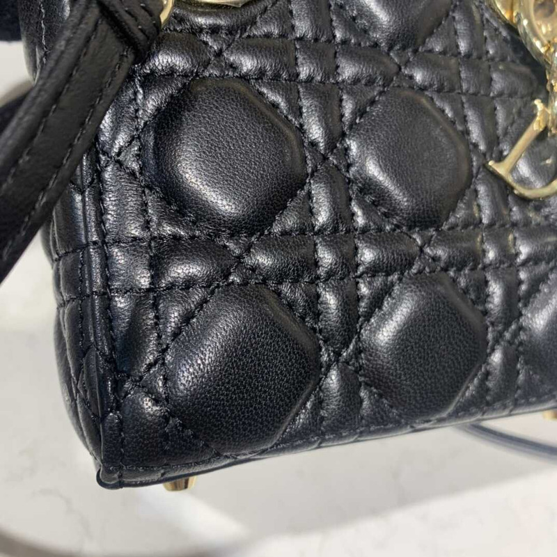 D*or lady D*or bag cannage lambskin medium black