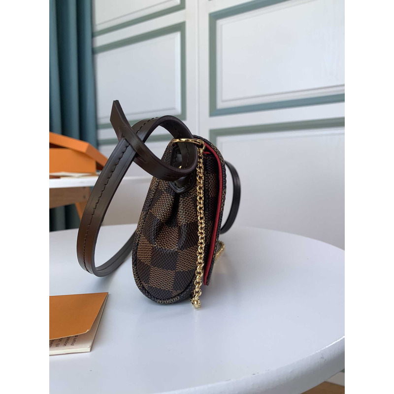 l**is V*t*n plaid flip cover dual-purpose small chain bag brown