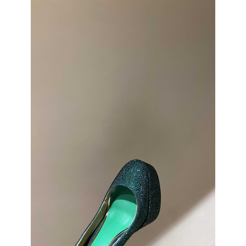 Valentino Garavani Tan-Go Platform Pump With Crystal Green