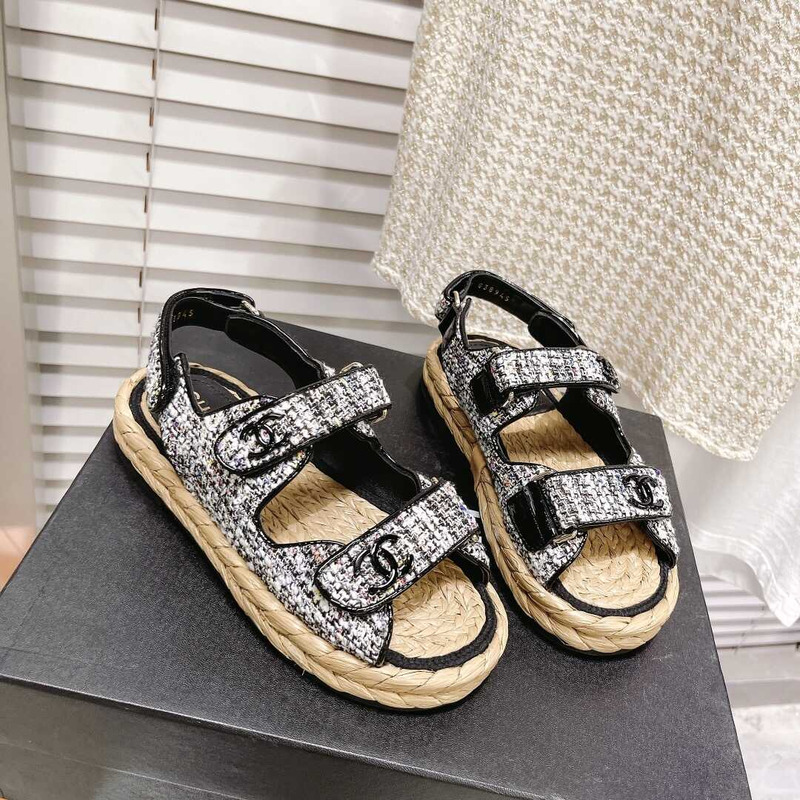 Ch*el summer flat sandal black&white
