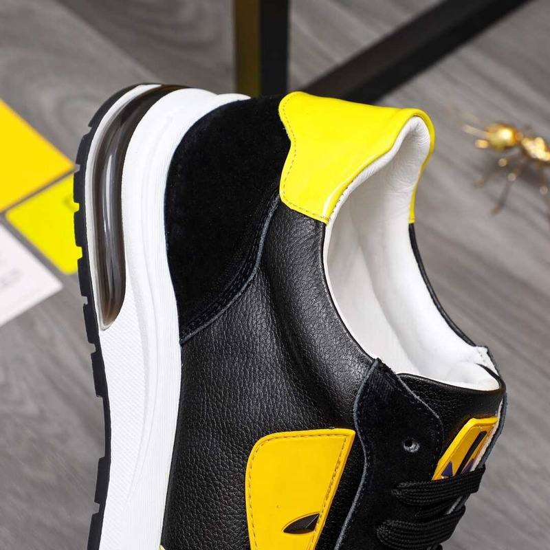 F**di black leather spiked low top sneakers