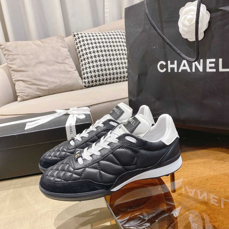 Ch*el platform casual style street style plain leather party style black