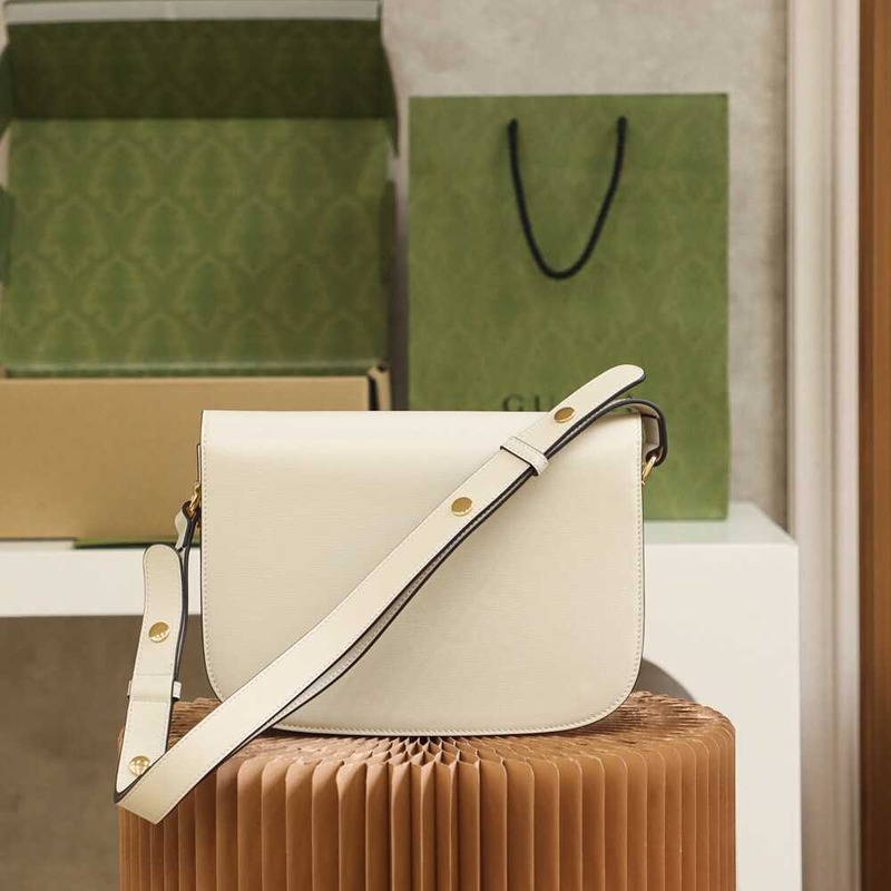 G*u*i horsebit 1955 series small shoulder bag white