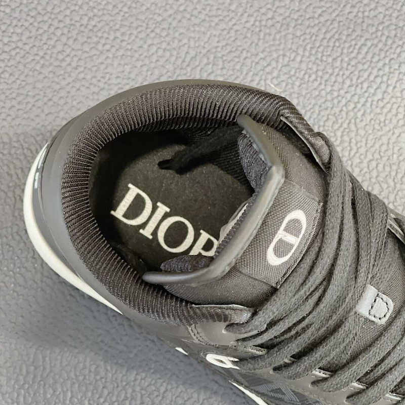d*or b27 high top sneaker smooth calfskin cd Di*m*nd canvas black