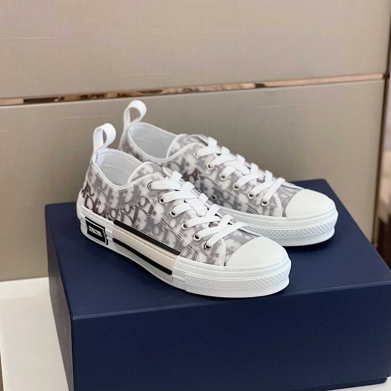 D*or essentials  b23 lowtop sneaker gray and white D*or oblique canvas white