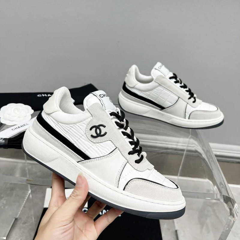 Ch*el fabric suede calfskin calfskin white gray