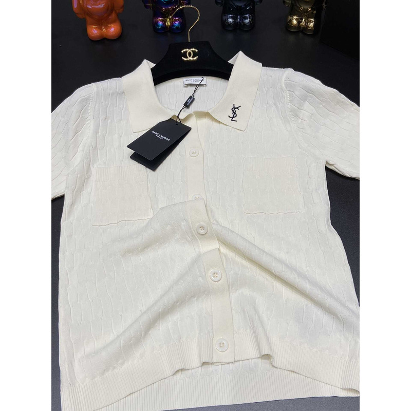 Saint Laurent White Wemen Crop Shirt