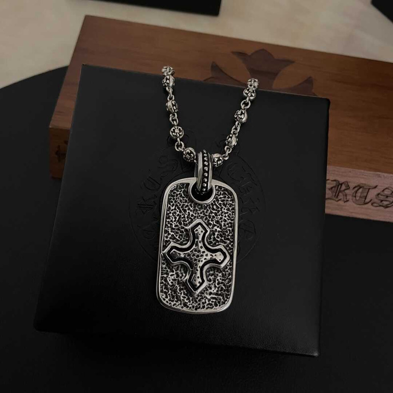 Ch*0me heart  pirate ship silver cross army brand silver necklace european and american retro ins pendant hip hop silver necklac