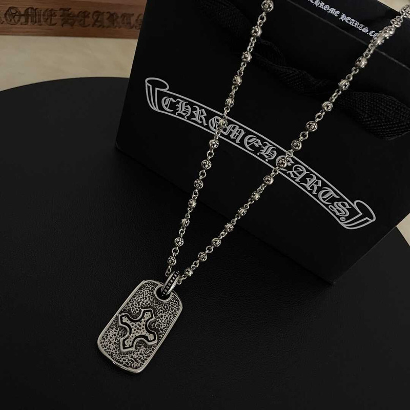 Ch*0me heart  pirate ship silver cross army brand silver necklace european and american retro ins pendant hip hop silver necklac